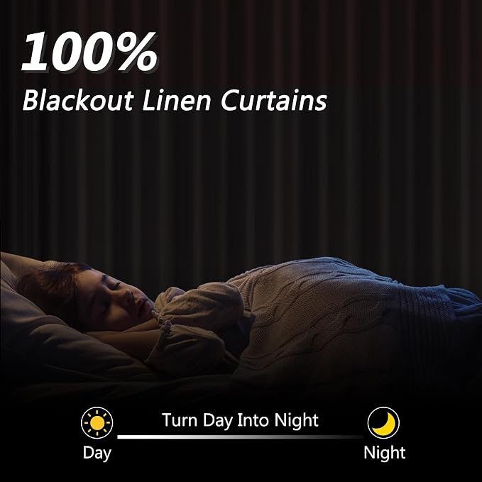 Guken 100% Blackout Curtains 108 Inch Length 2 Panels Set - Image 2