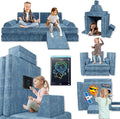 Modular Kids Play Couch & Sofa with Doodle Board & Stickers, High-Density 27D Foam Set, Convertible Folding Child Couch with Washable Covers, Durable Kids Furniture for Playroom - Dark Grey