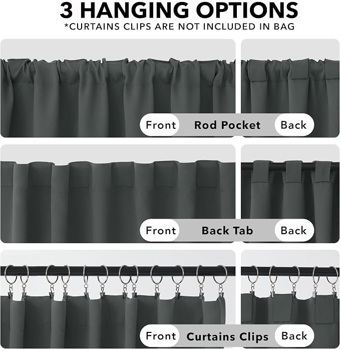 Deconovo Room Darkening Curtains Back Tab and Rod Pocket Curtains Thermal - Image 2