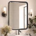 WallBeyond 24x36 Inch Wood Mirror for Bathroom, Wooden Frame Wall Mirror Farmhouse Wall Mounted Rectangle Mirror for Vanity (Horizontal/Vertical Black Color)
