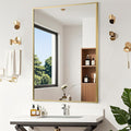 Gold Bathroom Mirror, 20"x28" Rectangle Mirror, Brushed Gold Mirror, Metal Frame Square Corner Vanity Mirror, Wall Mounted Mirror for Modern, Living Room, Bedroom, Horizontal Or Vertical
