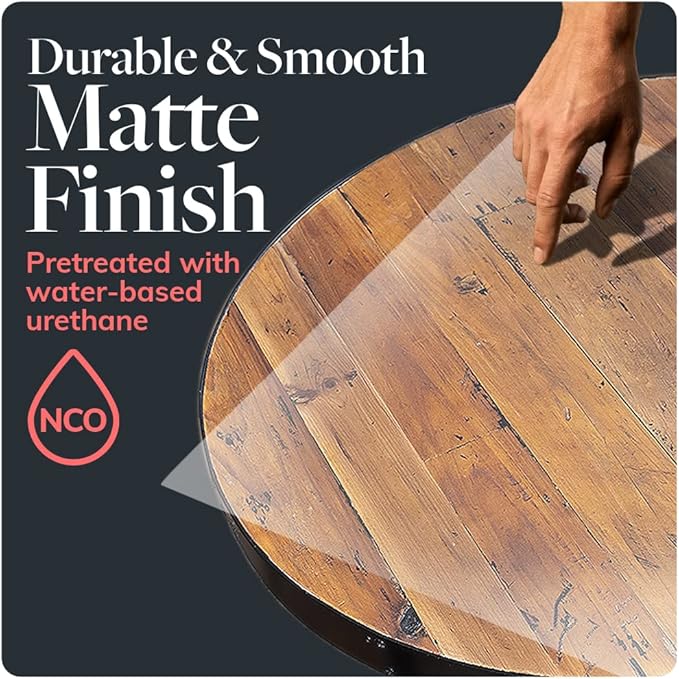 Reclaimed Wood Table Top - Rustic Recycled Wooden Piece Perfect for Signs, Kitchens, Dining and Coffee Table Tops (Reclaimed Wood Table Top with Metal Edge, 42" Round)