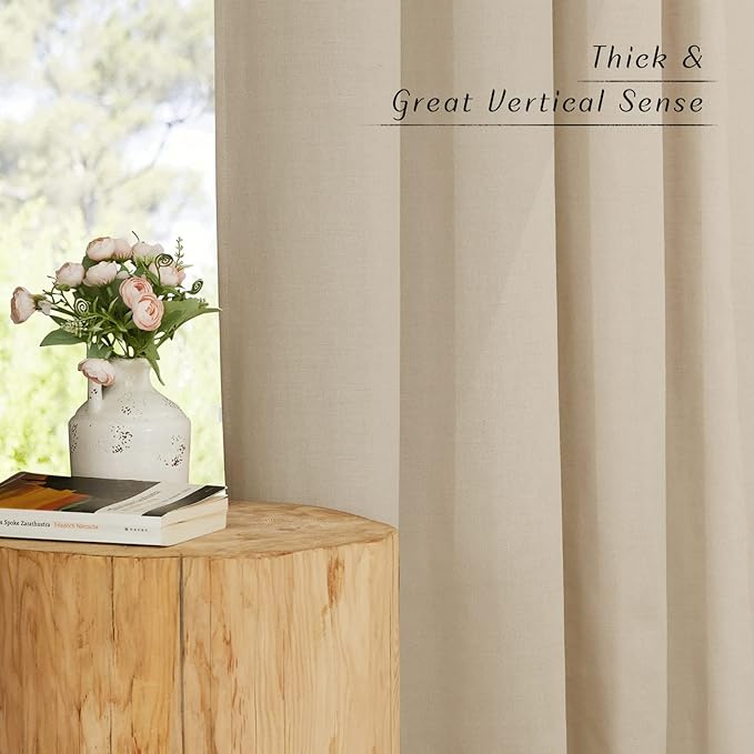 NICETOWN Angora Linen Kitchen Curtains 36 inch Length, Decorative Thick Flax - Image 6