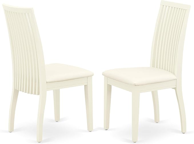 East West Furniture HLIP5-LWH-C 5 Piece Dining Set Includes a Round Dining Room Table with Pedestal and 4 Linen Fabric Upholstered Chairs, 42x42 Inch, Linen White