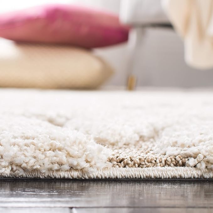 SAFAVIEH Florida Shag Collection Accent Rug - 3'3" x 5'3", Cream & Beige, Scroll, Non-Shedding & Easy Care, 1.2-inch Thick Ideal for High Traffic Areas in Entryway, Living Room, Bedroom (SG455-1113)