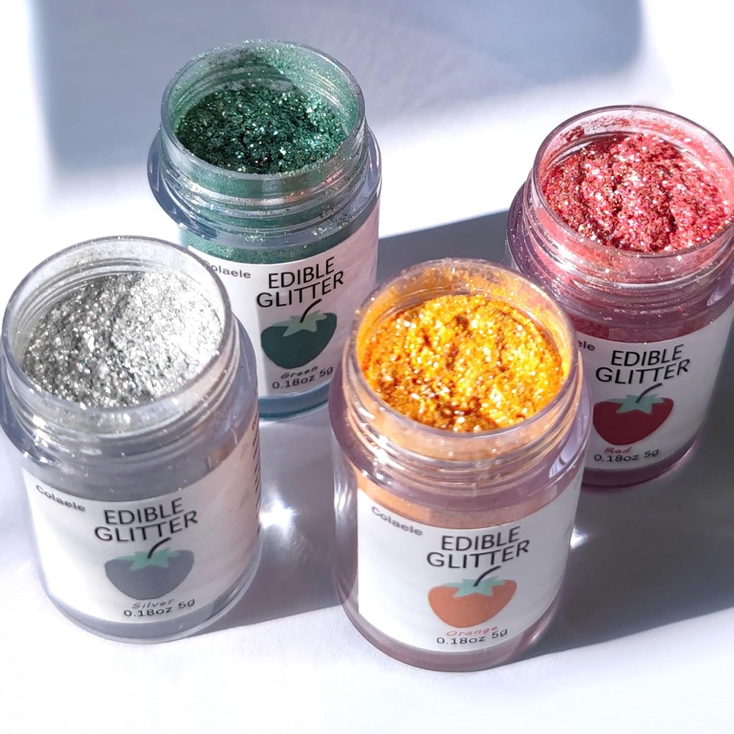 Silver Edible Glitter Glimmer Powder for Cakes Drinks - Colaele 5 grams Food Grade Luster Dust Metallic Food Decorating Sprinkle Disco Brew Dust for Cake Decorations Wine Beverage Candy Dessert, Vegan