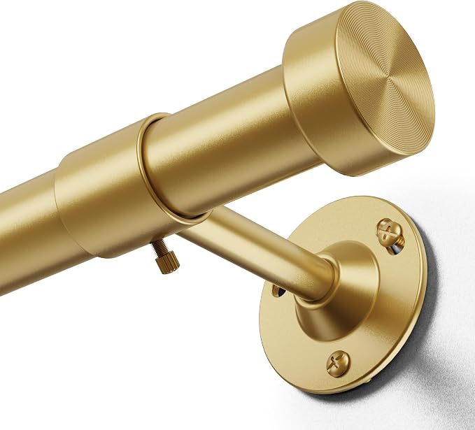YaFex Heavy Duty Curtain Rods 32-120 Inch, 1 Inch Adjustable Gold Curtain Rod by YaFex