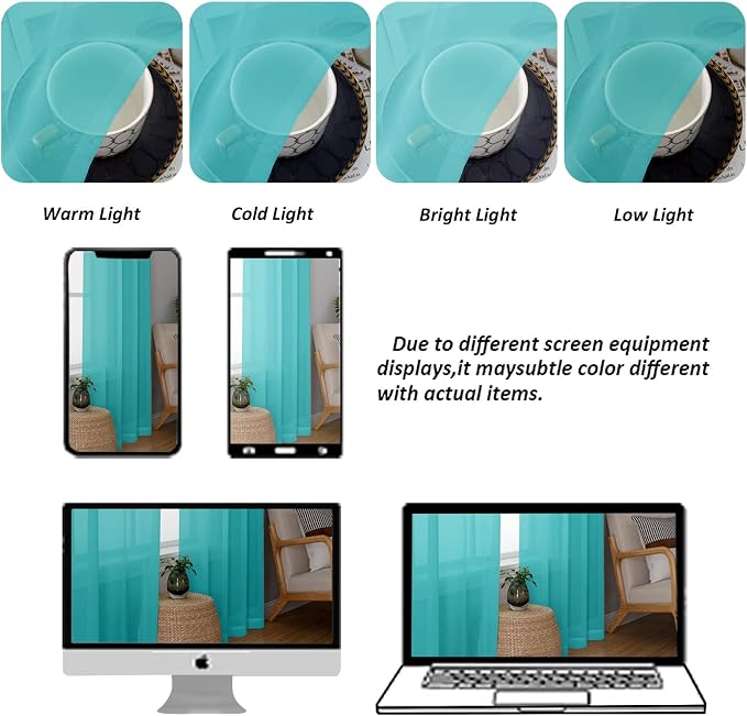 Chyhomenyc Turquoise Sheer Curtains 120 Inches Long - Image 7