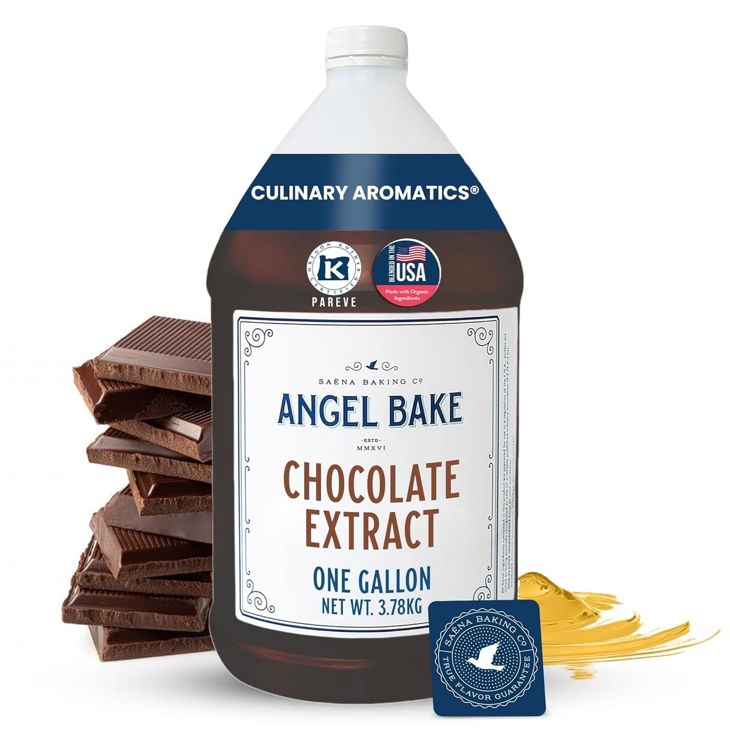 Pure Chocolate Extract, 1 Gallon - Natural Essence for Beverage Formulations, Bulk Manufacturing, Professional Food Developers - Kosher Certified, Vegan, Gluten-Free, Keto Friendly