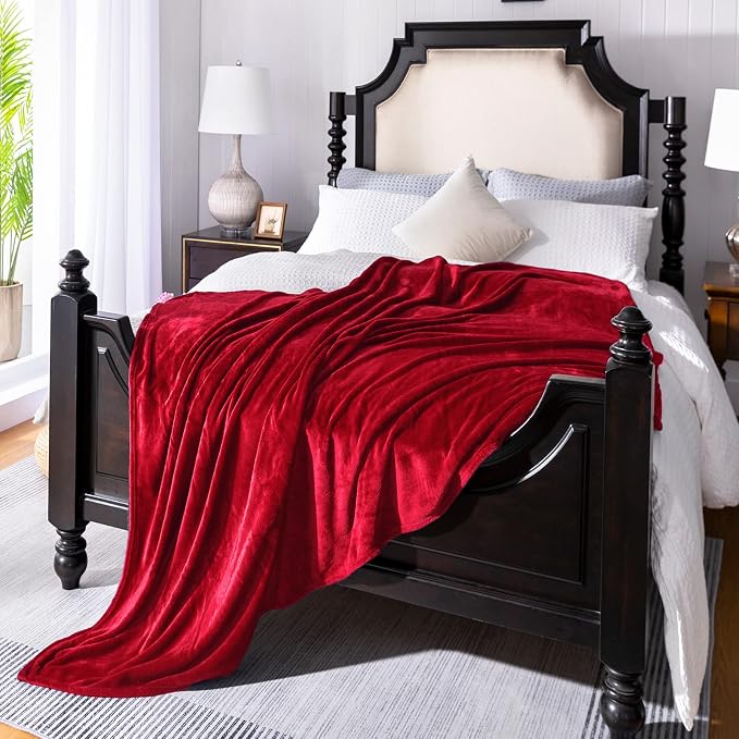 JIAHANNHA Red Throw Blanket Fleece Blanket 60"x80", Super Soft Cozy Plush Throw - Image 3