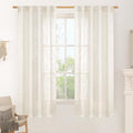 LAMIT Cream Linen Semi Sheer Curtains 63 Inch by LAMIT