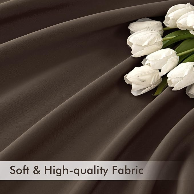MIULEE Chocolate Brown Back Tab Blackout Curtains 108 Inch Long 2 Panels Set - Image 6