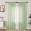 Gwine Light Green Sheer Curtains 90 Inches Long 2 Panels Set, Light Filtering by Gwine