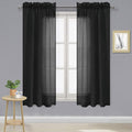 DWCN Black Sheer Curtains Semi Transparent Voile Rod Pocket Curtains by DWCN