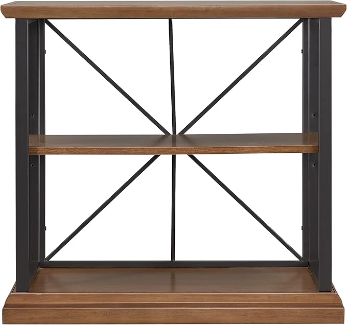 Leick Home 11832-WLGM Finnick Mixed Metal and Wood Adjustable Bookshelf, Willow/Gunmetal