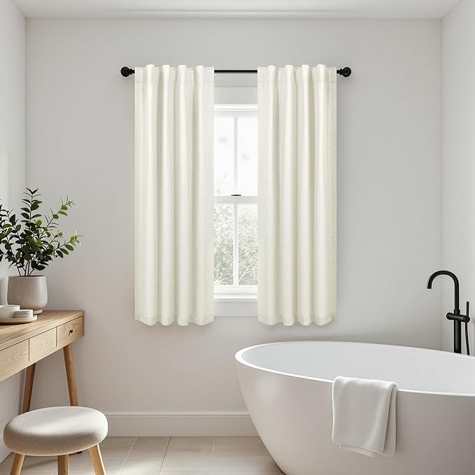 Pitalk Natural Cream Linen Blackout Curtains 64 Inch Length 2 Panels - Image 8