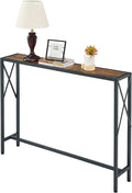 41.7" Console Table Behind Couch, Industrial Narrow Sofa Table for Hallway, Living Room, Bedroom, Rustic Brown