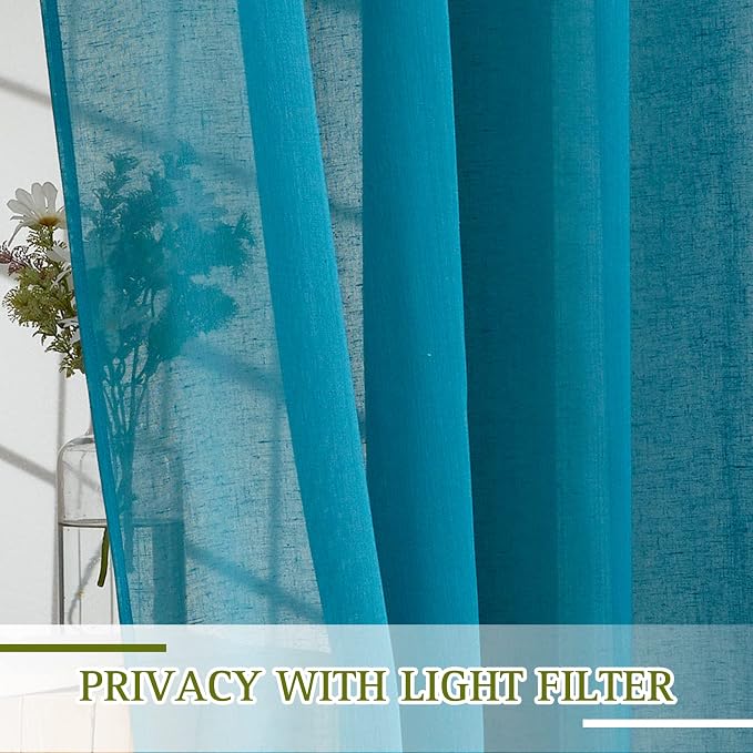 NICETOWN Linen Sheer Curtains 63 inch Length 2 Panels, Grommet Semi Sheer - Image 3
