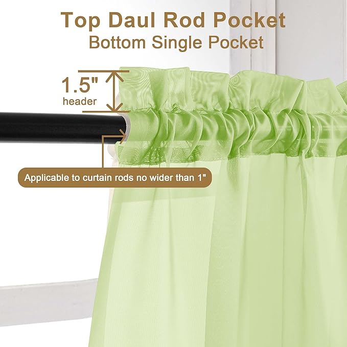 Chyhomenyc Sheer Valances for Windows, Light Filtering Small Window Curtains - Image 5