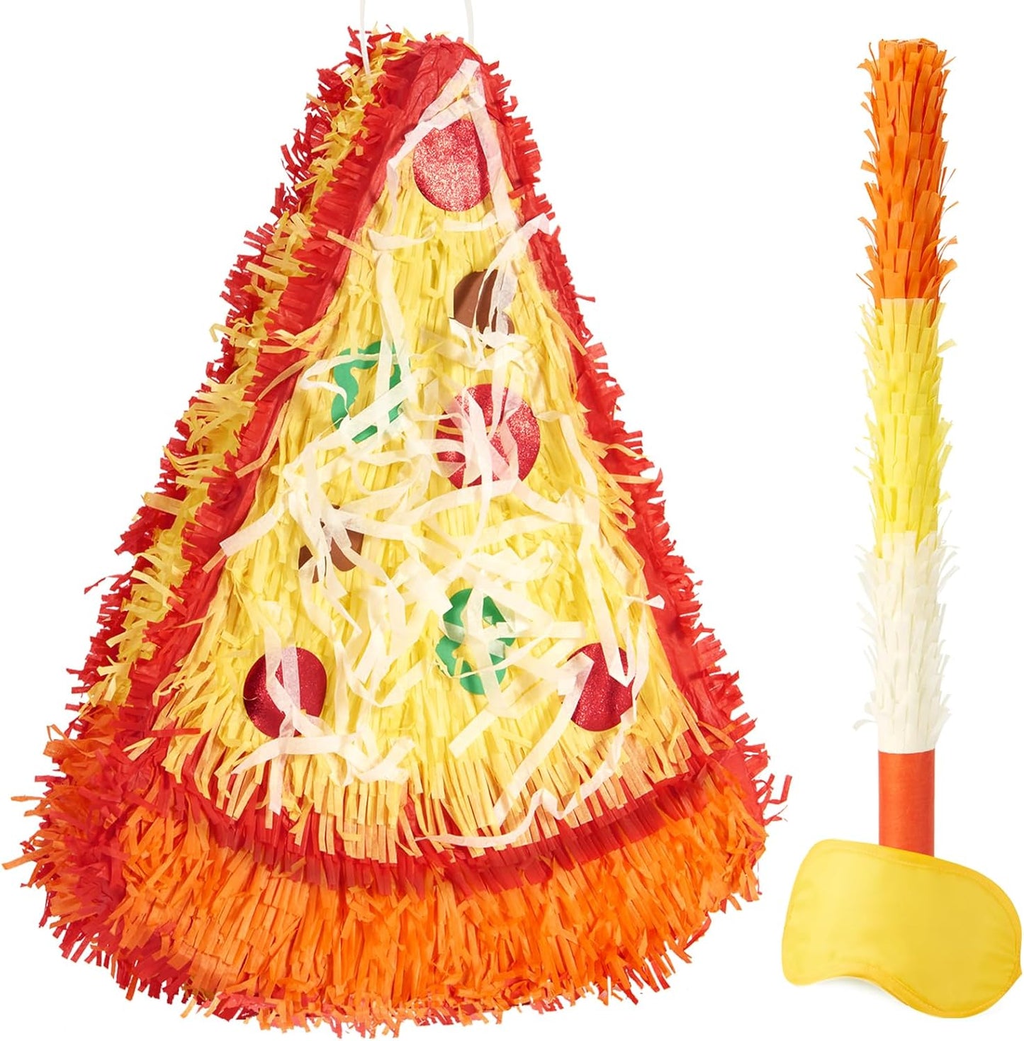 Wernnsai Pizza Piñata - Pizza Decorations For Kids Food Themed Birthday Party Piñata With Blindfold And Bat For Summer Mexican Party Supplies