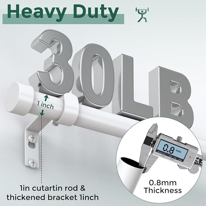 VOIIY White Curtain Rods for Windows 18 to 42 Inch, Size:18''-42'' - Image 3