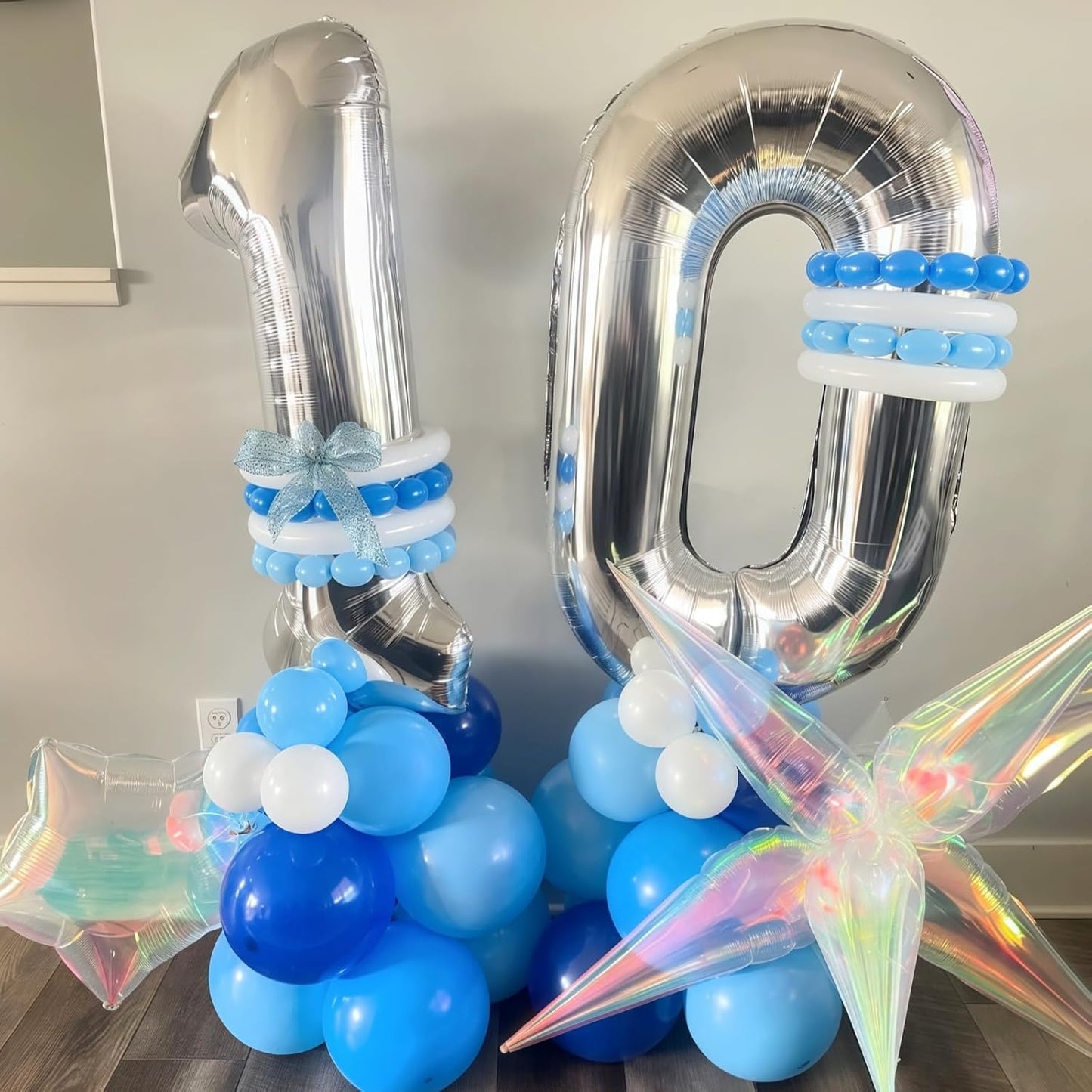 Large Silver Number 17 Balloon, Foil Number 1 and 7 Helium Balloon, 40 Inch Mylar Self Inflating Number 17 Balloon Set for Girls Boys 17th Birthday Party Decor Women Anniversary Decorations Supplies