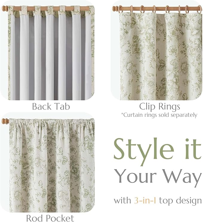 jinchan Blackout Floral Curtains - Image 5