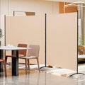 Room Divider 126''W x 71''H Large 2 Panel Privacy Screen for Room Partitions, Portable Room Divider Screen for Room Separtion, Freestanding Fabric Wall Divider for Office, School, Room Separator Beige
