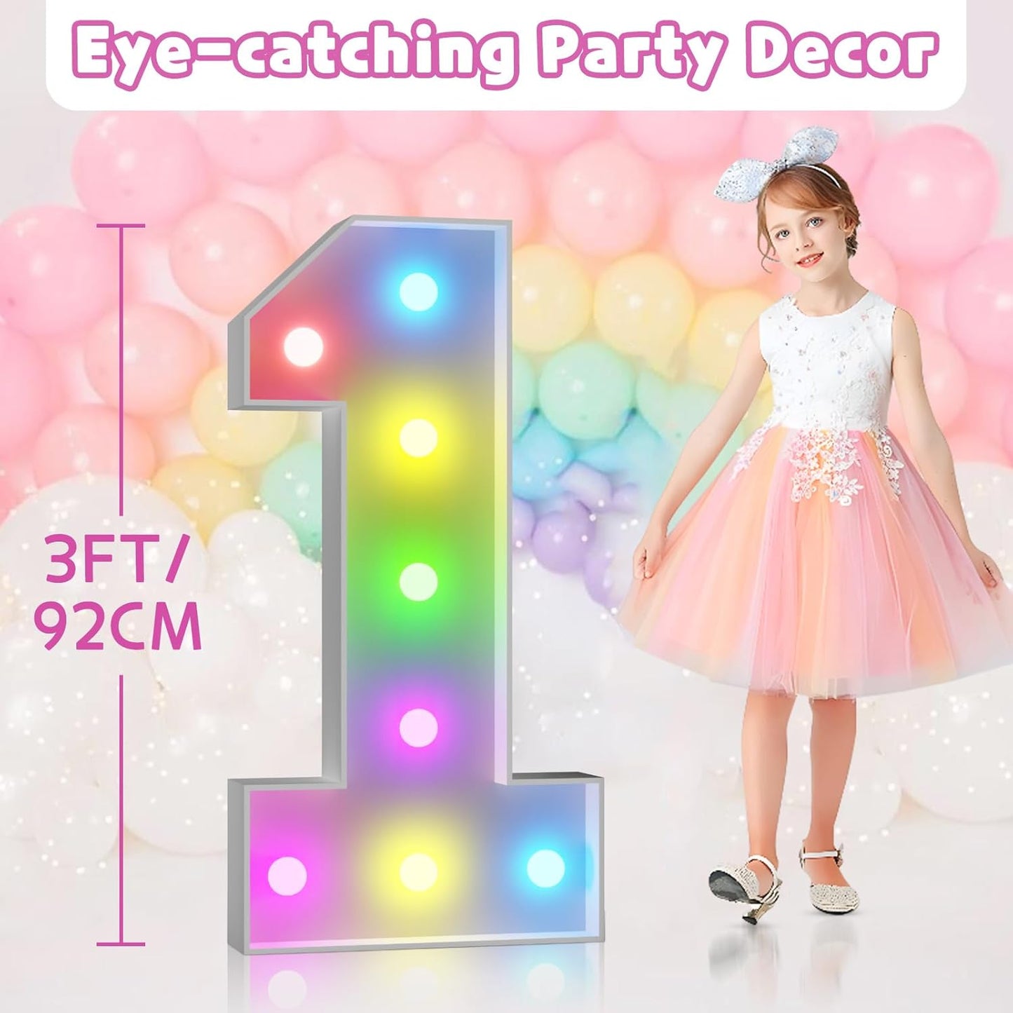 Marquee Numbers 13th-Birthday Decoration: Colorful 3FT Large Light Up 13 Year Old Birthday Decorations Anniversary Backdrop for Boys Girls Cardboard Sign 18 Colors Number 13 Mosaic Balloon Frame