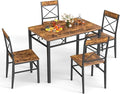 5-Piece Dining Table Set, Dining Table Set for 4, Small Kitchen Table Set for 4, Wood Dining Room Table, with 4 Curved Backrest Chairs, Compact Dining Set for Small Spaces & Kitchen-Brown