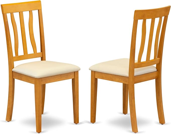 East West Furniture NDAN3-OAK-LC 3 Piece Dining Table Set for Small Spaces Contains a Rectangle Dining Room Table with Dropleaf and 2 Faux Leather Upholstered Chairs, 30x48 Inch, Oak