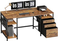 Ｍａｉｈａｉｌ 59" Computer Desk with 3 Fabric Drawers and Wooden Shelves for Home Office, Study, Bedroom, Work-from-Home Games & Desk, Rustic Brown