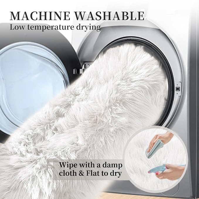 ORINOVA White Shag Washable Area Rugs - Image 7