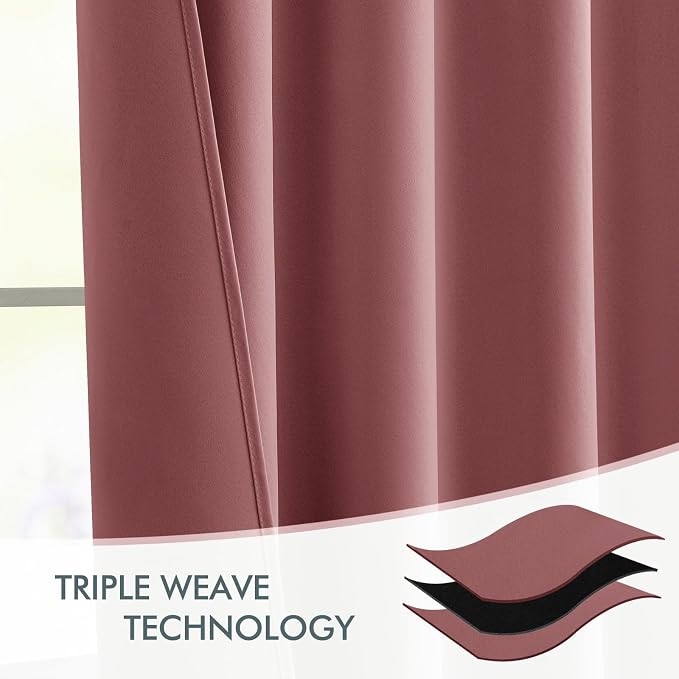 MIULEE Dusty Rose Back Tab Blackout Curtains 72 Inches Long 2 Panels Set - Image 7