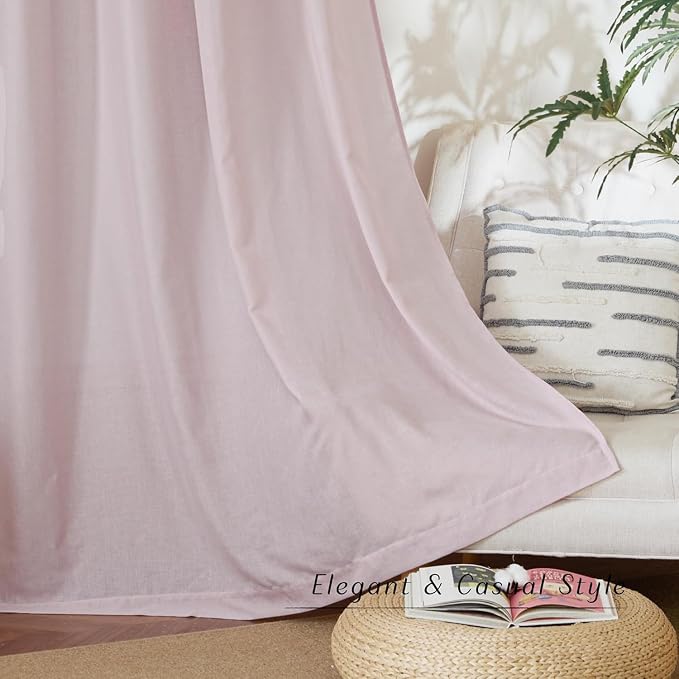 NICETOWN Blush Pink Short Linen Curtains - Image 7