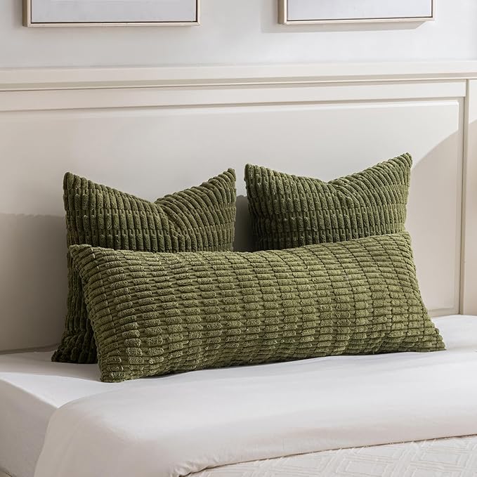 Fancy Homi 4 Packs Boho Moss Green Decorative Throw Pillow Covers 14x14 Inch - Image 5