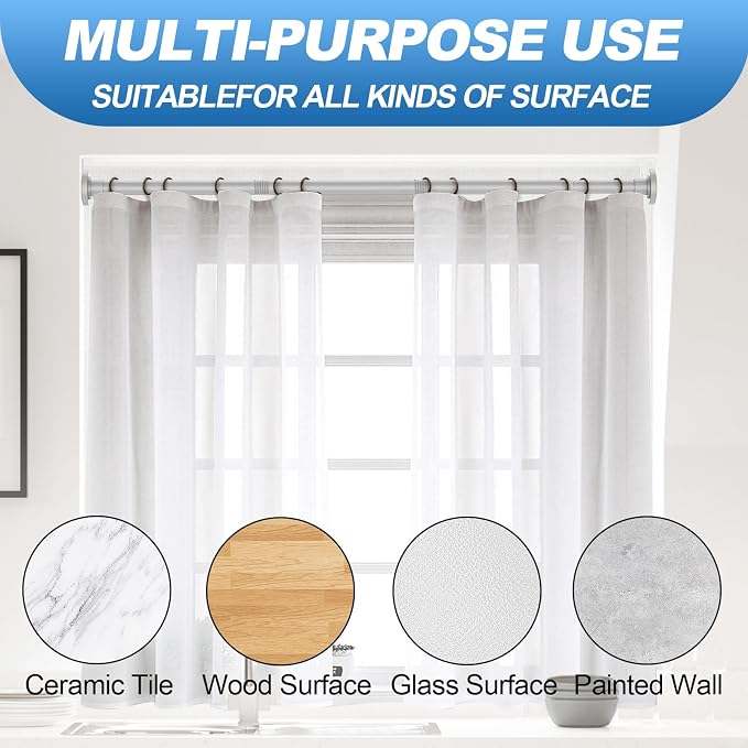 CorkLatta Silver Shower Curtain Rod 31 to 80 Inch, 1 Inch Diameter Adjustable - Image 5