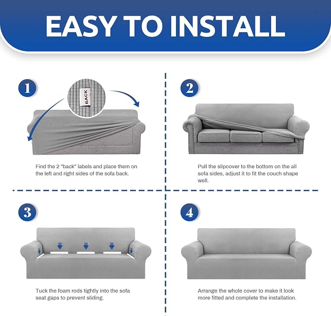 KEKUOU Stretch Single Sofa Slipcover 1 Piece Couch Sofa Cover Furniture - Image 4