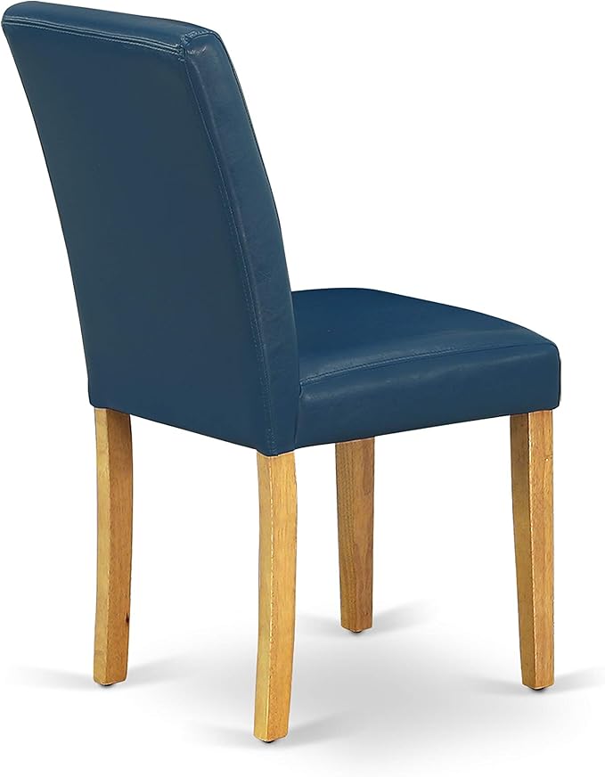 East West Furniture VAAB9-OAK-55 9 Piece Modern Dining Table Set Includes an Oval Wooden Table with Butterfly Leaf and 8 Oasis Blue Faux Leather Parson Dining Chairs, 40x76 Inch, Oak