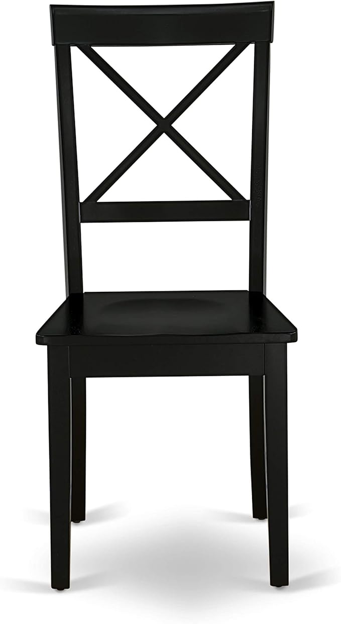 East West Furniture LGBO7-BLK-W 7 Piece Dining Set Consist of a Rectangle Dining Room Table with Butterfly Leaf and 6 Wood Seat Chairs, 42x84 Inch, Black