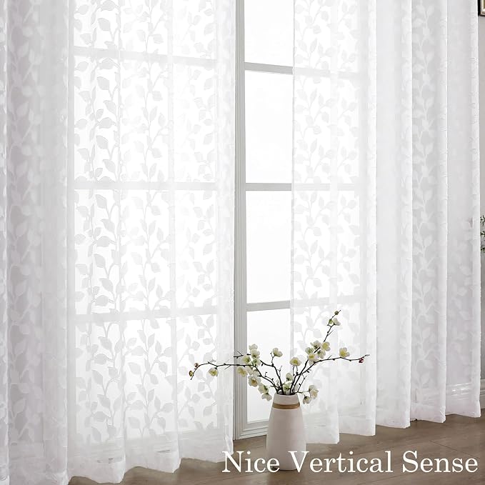 Chyhomenyc Extra Long White Sheer Curtains 120 Inch Length 2 Panels Set - Image 9
