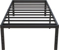 18 Inch Twin Bed Frames No Box Spring Need, Metal Platform Bed Frame Twin Size with High Storage, Eassy Assembly 2,500 Lbs Heavy Duty Bedframes, Black