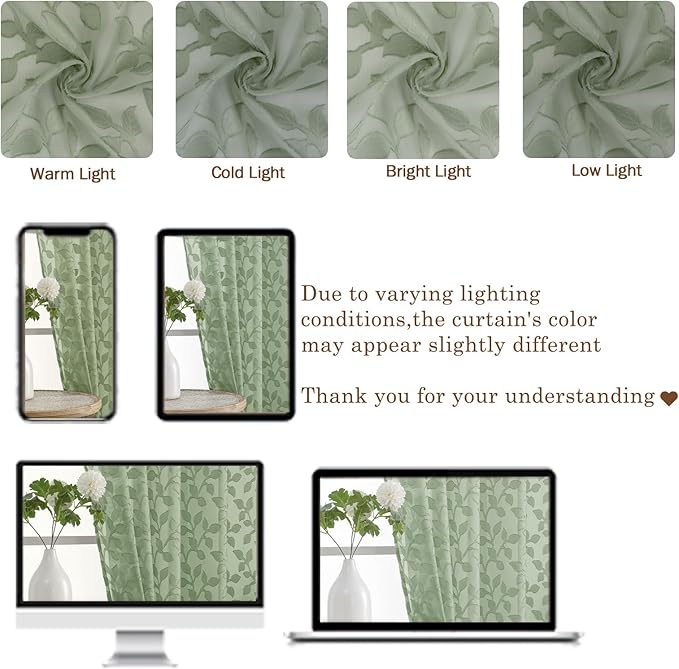 Chyhomenyc Sage Green Sheer Curtains 54 Inch Length - Image 6