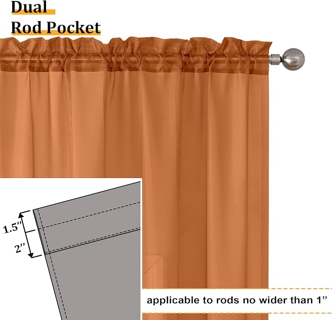 Aiyufeng Orange Sheer Curtains 96 Inches Long 2 Panels Set, Light Filtering - Image 2