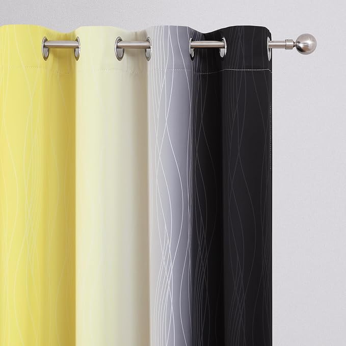 Estelar Textiler Yellow and Black Ombre Blackout Curtains - Image 4