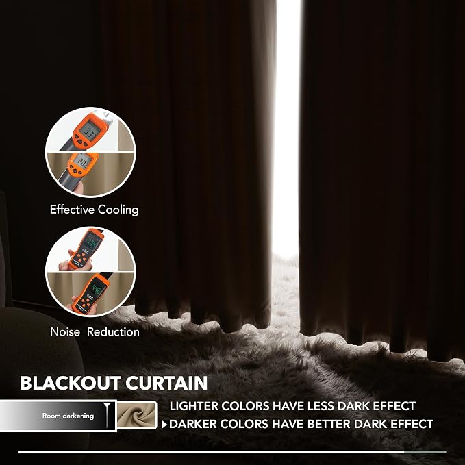 Deconovo Blackout Curtains, Thermal Insulated, W52 x L84 2 Panels, Back Tab - Image 5