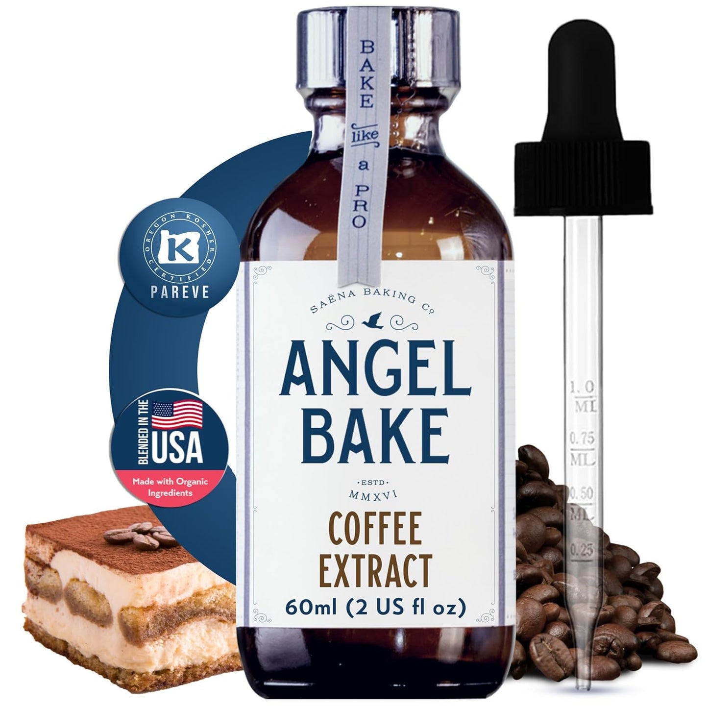 Pure Coffee Extract for Baking and Mixology - Premium Natural Flavoring for Cooking, Recipes, Desserts, & Beverages - Kosher, Keto Friendly, Vegan & Gluten-Free (2 Oz Extract with Latex-Free Dropper)