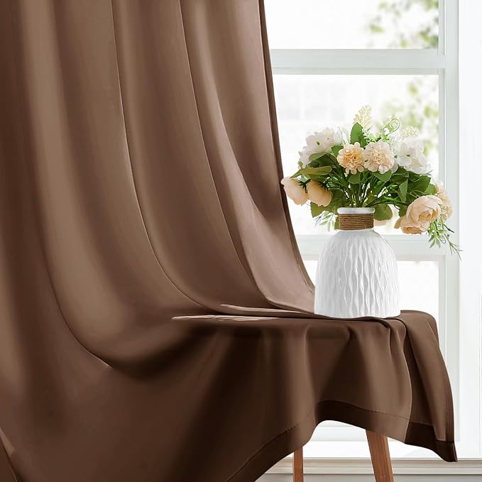 HOMEIDEAS Non-See-Through Brown Privacy Sheer Curtains, 52 X 45 Inches Long 2 - Image 5