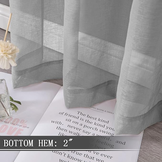 Tollpiz Short Sheer Curtain Linen Textured Bedroom Curtains Sheer Light - Image 4
