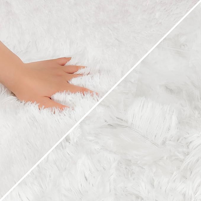 Small Area Rug for Bedroom 2x3ft Mini White Fluffy Rug Mat Bedside Throw Rug - Image 6